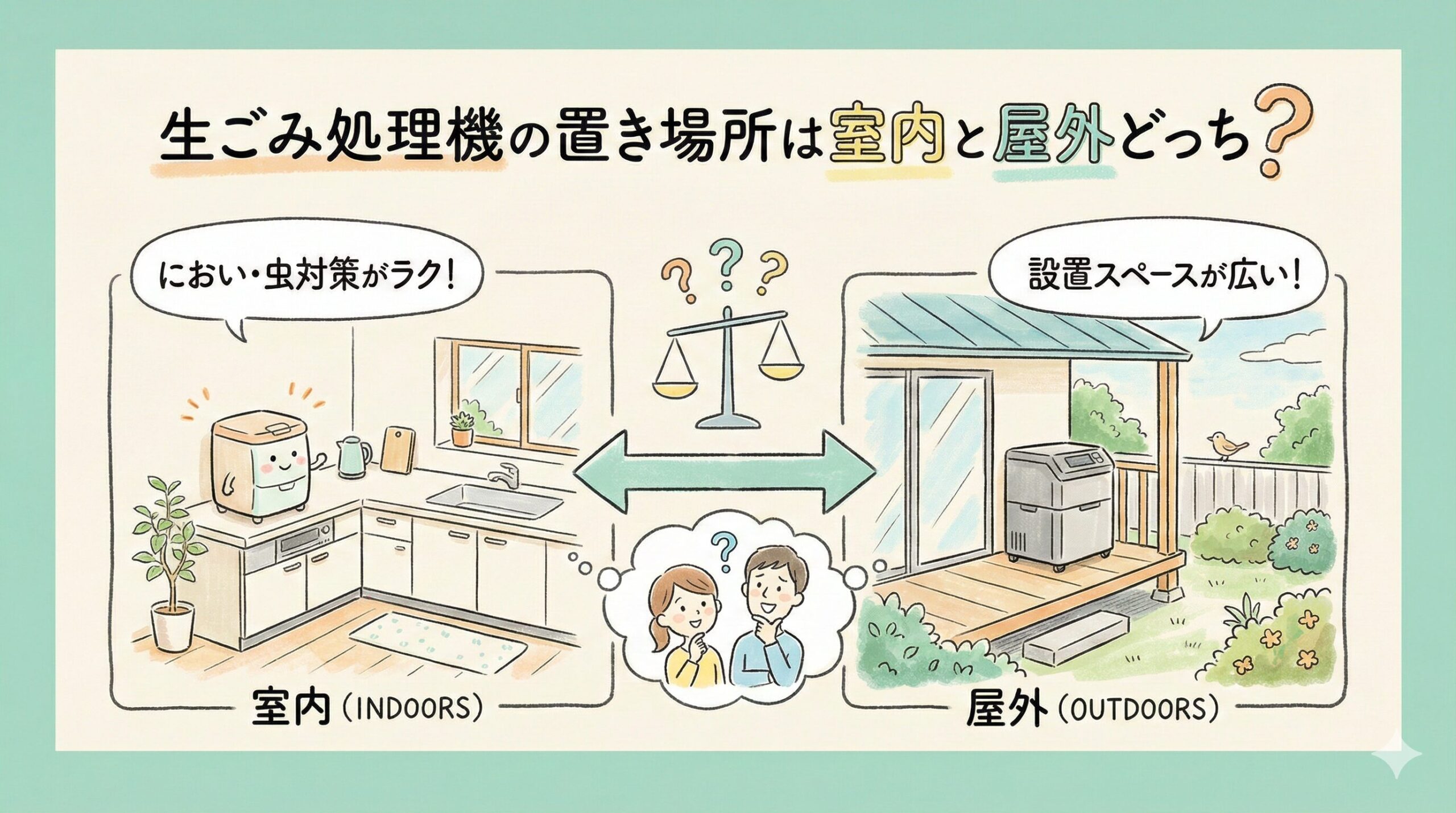 生ごみ処理機の置き場所は室内と屋外どっち？家事動線から考える設置のコツ